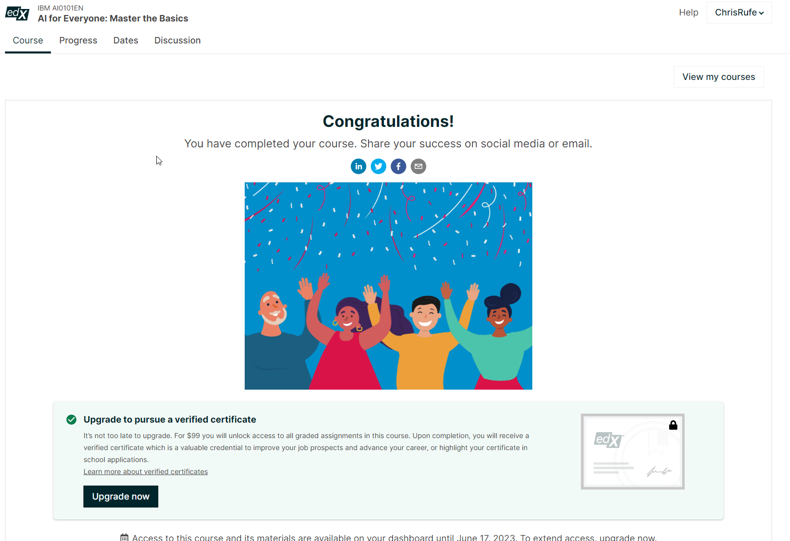 AI for Everyone Master the Basics audit completion